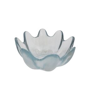 Vintage Blenko Clear glass lotus bowl, designed by Wayne Husted.
